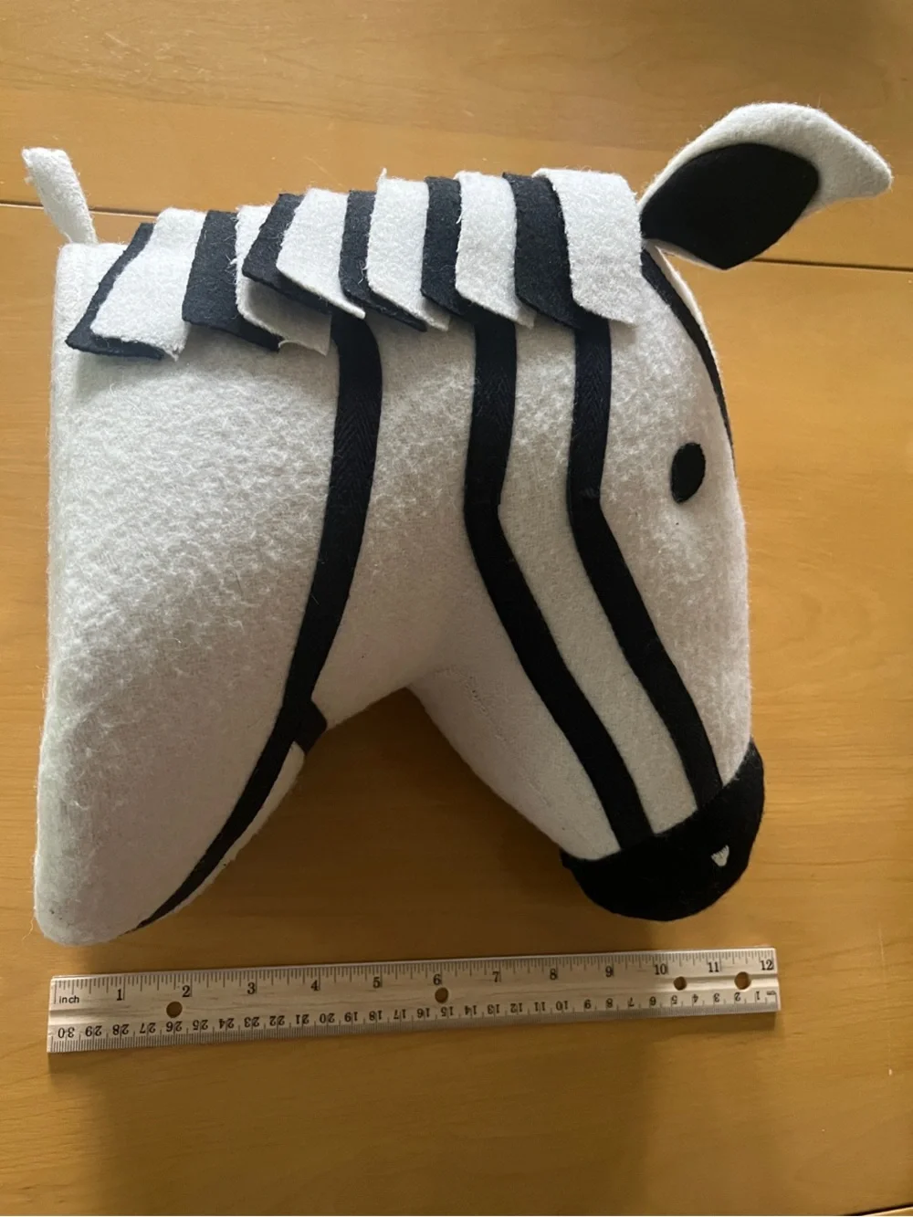 White and Black Zebra Plush Wall Accent